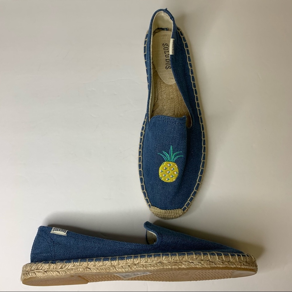 NWOT Soludos Pineapple Denim Espadrilles